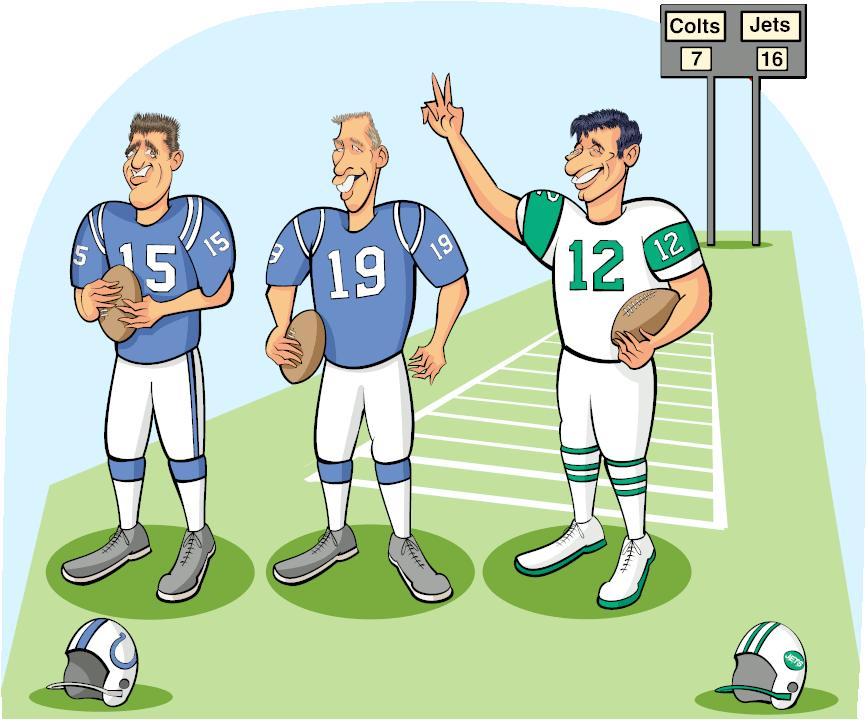 Earl Morrall, Johnny Unitas, Joe Namath