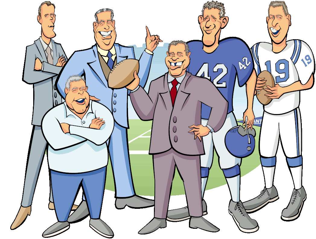 Jim Lee Howell - Tom Landry - Vince Lombardi - Charles Conerly - Weeb Ewbank - Johnny Unitas