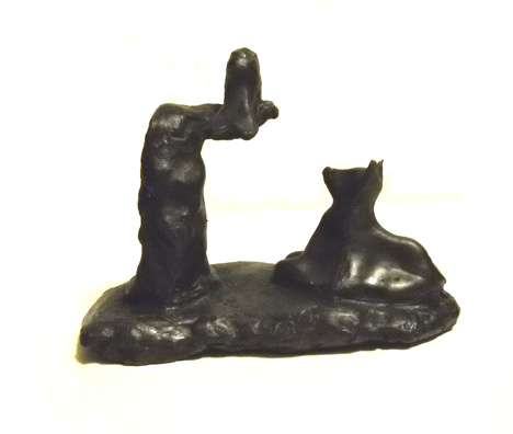 Cat and Bird - Bronze