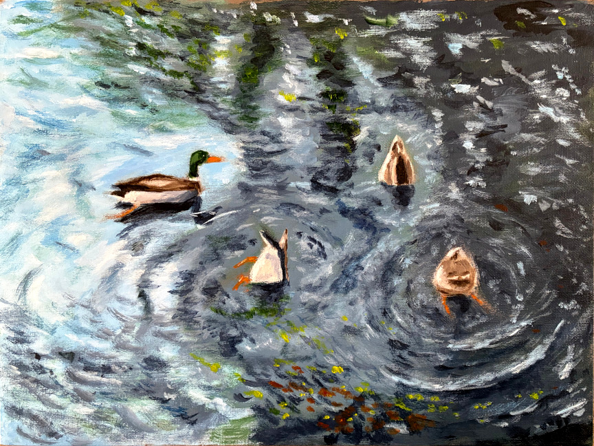 Ducks at Dinner - Mallards at Mealtime